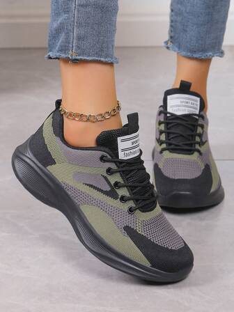 女士布艺时尚运动鞋，撞色系带设计，轻便透气户外休闲鞋，适合户外运动