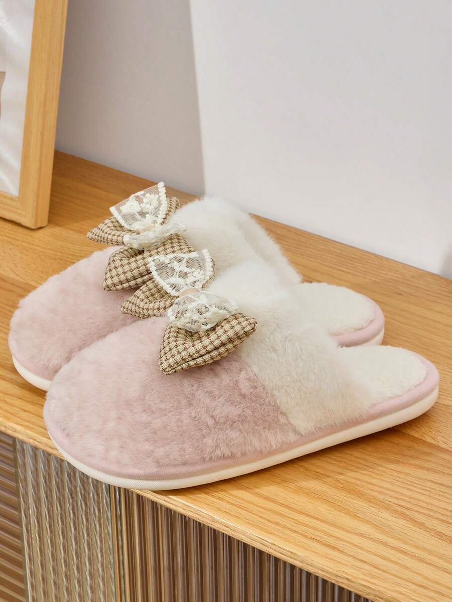 Cute Pink Kitten Design Slippers, Soft Plush Lining, Comfortable Anti-Slip Indoor Shoes For Women, Winter
