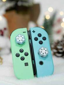 4pcs Snowflake Silicone Joystick Thumb Grip Caps, Analog Stick Protector Compatible With Switch/OLED/Switch Lite - Multicolor - View 2