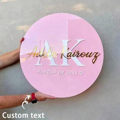 Customized Transparent Acrylic Signage With Gold Letters And Gold Lines, Rectangular Acrylic Commercial Signage For Hair Salon Decoration, 3D Acrylic Business Signage | Customized Text Wall Signage | Rectangular Logo Signage | Hair Salon, Nail Studio, Beauty Clinic, Beauty Store Signage, Christmas Decoration, Christmas, Home Decor, Household Decoration,Girly Era, Gold Accessories