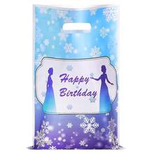 10/20/50个装冬季雪花生日礼物袋 冰雪奇缘主题生日派对礼品袋 蓝色和紫色雪花图案带提手糖果袋，适用于冰雪奇缘主题生日派对装饰、冬季仙境派对用品、冰雪公主派对礼品包装袋 - 藍色 - 查看 2