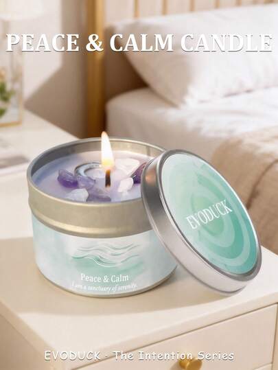 EVODUCK Candela profumata all'attrazione, all'abbondanza e alla manifestazione | Candela di cera di soia profumata a patchouli e cannella da 3 once con cristalli gialli e dorati | Per concentrazione, meditazione, yoga e lettura | Regalo di compleanno per donne, amiche, Natale | Regalo per la migliore amica, regalo per donna, regalo invernale, decorazione per candela in barattolo per camera da letto/soggiorno, Ognissanti, Natale