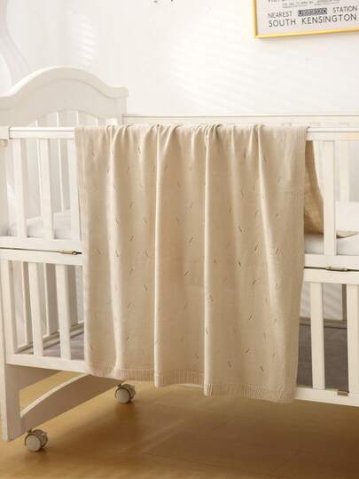 1pc Baby Knitted Blanket, Hollow Minimalist Design, Suitable For All Seasons