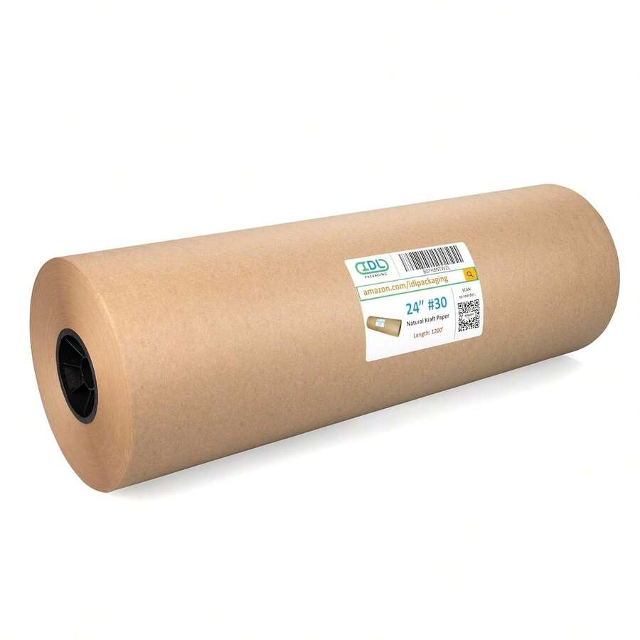 Rollo de papel kraft café grande hecho en - Grosor de 30 libras - Papel de embalaje kraft natural para embalar, relleno de aspiradora - Kraft grueso: 50 libras. - Ver 1