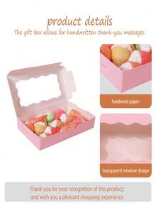12pcs/1pc 7 X 4 3/8 X 1 1/2 Inch (17.8 X 11.4 Cm) Cookie Boxes With Clear Window, Small Pink Cookie Boxes For Bakery Snacks, Suitable For Desserts, Donuts, Pies, Candies, Macarons - Pink - View 6