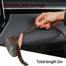 1/2 piezas Tira decorativa de 2m de cuero para el espacio entre asientos de coche, línea decorativa para la costura de la puerta del coche, tira decorativa para el espacio del salpicadero, accesorios interiores del coche