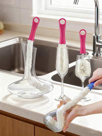 1pc Wine Decanter Cleaning Brush,Bottle Brush,Arbitrary Curved Red Wine Glass Brush For Goblets And Hookahs - Easy To Use And Effective Cleaning Tool,Bar Accessories Sake Cup & Sake Set,Christmas Kitchen Accessories