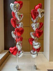 Zestaw 12 balonów w kształcie serca, 18 cali, czerwone, srebrne, różowe złoto, fioletowe balony foliowe, odpowiednie do dekoracji walentynkowych, romantycznych dekoracji, dekoracji na randkę dla par, dekoracji na przyjęcie urodzinowe - Wielokolorowe - Zobacz 8