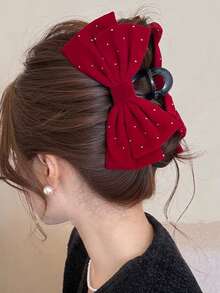 1pc Women's Double-Layer Rhinestone Butterfly Hair Clip, Solid Color, Elegant & Sweet, Suitable For Campus, Party, Prom And Daily Wear. Butterfly Hair Clip, Valentine's Day, Autumn/Winter Hair Accessory, Fashion Hair Decoration. - Black - View 11