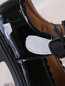 1双女童春秋季新款英伦风软底黑色乐福鞋，魔术贴时尚蝴蝶结设计，适合上学、聚会、演出等场合，百搭平底鞋 - 黑色 - 查看 6