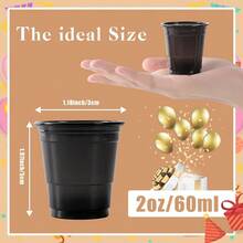 ZZXC 100ct 2oz Mini Clear Shot Glasses Disposable Small Plastic Cups For Parties Weddings Events Bulk Pack Black - màu đen - Xem 3