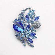 New Elegant Fashion Design Diamond Encrusted Women Party Brooch Personality High Quality Coat Accessories Corsage - 藍色 - 查看 5