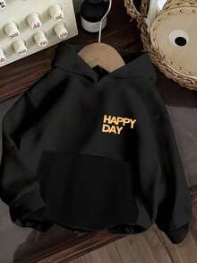 Sudadera con capucha casual con estampado de letras gráficas para adolescentes varones, cómoda para deportes y vida diaria