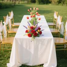 1件白色纯色桌布，适用于派对、婚礼、家居、室内/室外、用餐、甜点桌，用途广泛 - 白色 - 查看 3