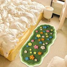 1 szt. wełniany dywan z mchem i kwiatowym wzorem, antypoślizgowy spód z tworzywa TPR, trwały i nadający się do prania w pralce, odpowiedni do użytku w pomieszczeniach o każdej porze roku, idealny do sypialni, salonu, łazienki, kuchni, pralni, jako prezent na Boże Narodzenie i Święto Dziękczynienia, miękki i wygodny dywan z kwiatowym nadrukiem, całoroczny, świąteczny, idealny do dekoracji domu! - Wielokolorowe - Zobacz 4