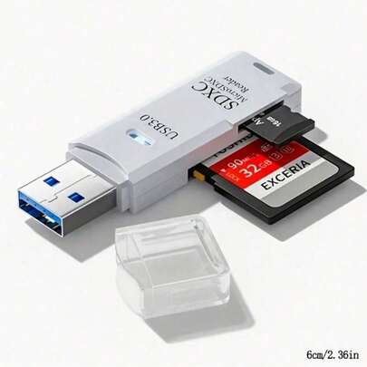 1 USB 3.0 2-In-1 Card Reader For SD/TF Cards- High Speed Memory Card Adapter (Compact & Portable)