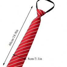 Set Of 4 Imported Men's Semi-Slim Ties With Knot And Adjustable Zipper, Formal - 黑色/灰色/紅色/酒紅色 - 查看 5