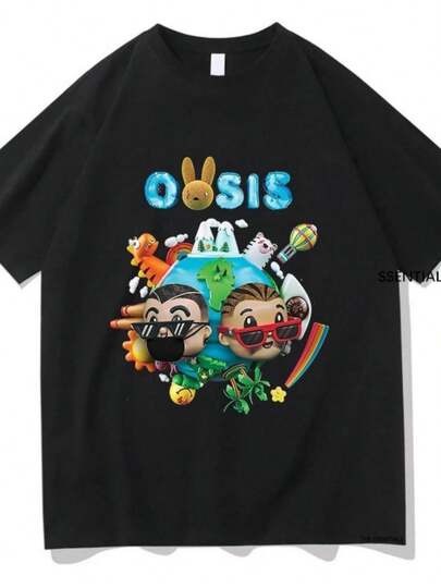 J. Balvin X Bad Bunnys Space World Tee Shirts MenWomen Clothing Harajuku Aesthetic Tshirt Vintage Unisex Streetwear Cotton Tops