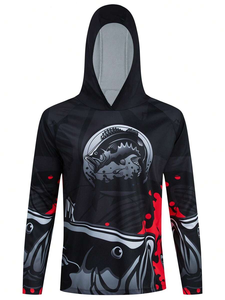 时尚男士3D印花连帽衫 - 柔软透气，吸湿排汗，适合户外运动和休闲穿着 - 独特设计，宽松版型，可调节帽子