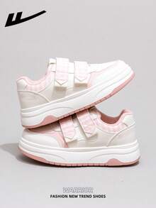 1 Pair WARRIOR Women's Casual Skateboard Shoes, Lace-Up Design, Thick Sole, Increased Height, Low-Top Outdoor Flat Skateboard Shoes, Warm And Casual For Autumn/Winter. Modern Design Women's Thick-Soled Chunky Sneakers, Classic Style With Retro Details, Comfortable And Stylish. Patchwork Material Design Suitable For Students.