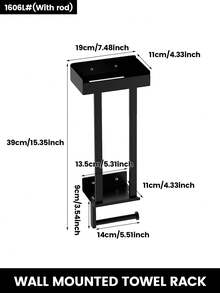 1个壁挂式毛巾架，带纸巾盒、卫生纸架和储物架，适用于放置毛巾、卫生纸，节省空间且易于安装，浴室收纳架 - 彩色 - 查看 12