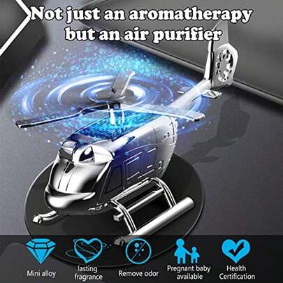 Negro Ambientador para Auto Forma de Helicóptero Difusor de Aromaterapia Solar Giratorio Perfume Decorativo para Auto Oficina Hoga