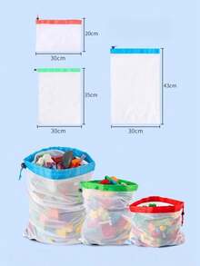 1/3PCS Drawstring Storage Bags | Multi-Color Mesh Toy & Travel Organizer | Transparent Brick Pouch With Carry Handle | Portable Clutter Solution,Toy Organizer Bags - Multicolor - View 7
