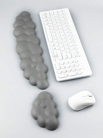 구름 키보드 손목 받침대 세트, 미끄럼 방지 베이스가 있는 구름 손목 받침대, PU 가죽 키보드 손목 패드, 인체공학적 메모리 폼, 컴퓨터, 노트북, 사무실, 게임 및 통증 완화에 적합