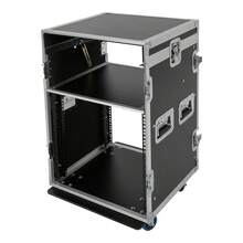 CNCEST 10U PA DJ Rack/Road Case, AV Rack Case With Wheels, DJ Work Table And Casters, Slant Mixer Top With Spring Handle For Storing Electronic Equipment Such As Amplifiers, Mixers, Microphones, Sequencers Etc - Black - View 10