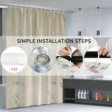 180*180cm Thickened Waterproof Shower Curtain, Washable And Quick-Drying, With Hooks, Modern Minimalist Style, Suitable For Shower And Bathtub, Achieve Bathroom Wet And Dry Separation, Multiple Colors Available