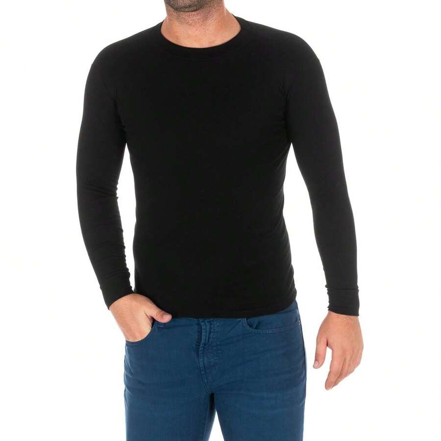 Kisses and Love Camiseta manga larga y cuello medio 1625-H para Hombre - Entrega 24/48 horas en Peninsula y Baleares - Negro - Ver 1