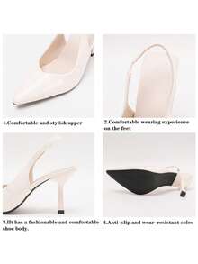 أحذية كعب قطة للنساء، كعب عالي بتصميم أصبع قدم مدبب من جلد لامع، كعب إبرة أحمر أحذية زفاف، أحذية وصيفة العروس، أحذية أنيقة متعددة الاستخدامات لسيدة راقية، صنادل بحزام الكاحل - بيج - مشاهدة 9
