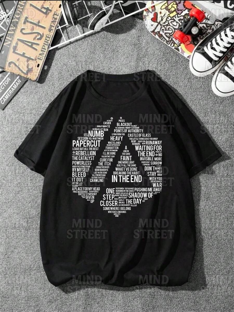 Rock Band Nu Metal Linkin Park T-Shirt Unisex Male Female 100% Cotton Top Premium Streetwear New Release Immediate Shipping Various Colors!! Plus Size - 黑色 - 查看 1