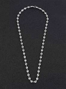 Fashionable Minimalist Pig Nose Necklace, Unisex Delicate Lightweight Necklace, Versatile Clavicle Chain - Silver - View 11