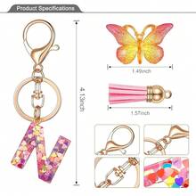 JINGUAZI Initial Letter Keychains For Women Tassel Butterfly Pink Purple Cute Car Keychain For Wallet Backpack Bag Charm{Inchcolor_nameinch:InchN-Pinkinch} - N-粉紅色 - 查看 4
