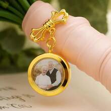 Custom Photo Brooch Pendant | Wedding Bouquet Keepsake Jewelry For Bride & Groom - Round - Frosted - View 6