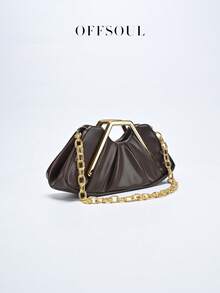 Túi cầm tay mây xếp ly bất đối xứng cổ điển, túi xách kim loại độc đáo, ví cầm tay cổ điển cao cấp cho tiệc tùng, tiệc tối - Cà phê - Xem 5