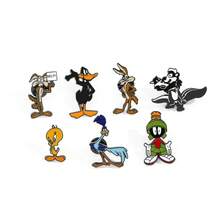 华纳兄弟 1/7 件套趣味创意胸针套装，达菲鸭珐琅别针，背包服装配饰，金属徽章配饰，送给朋友的礼物 - 均碼 - 查看 3