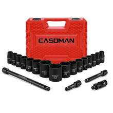 1/2Inch Drive Shallow Impact Socket Set, Metric, 10mm32mm, CRV, 6Point, 20Piece 1/2&Quot; Shallow Sockets Set With... - B07QL2VQ5C - View 1