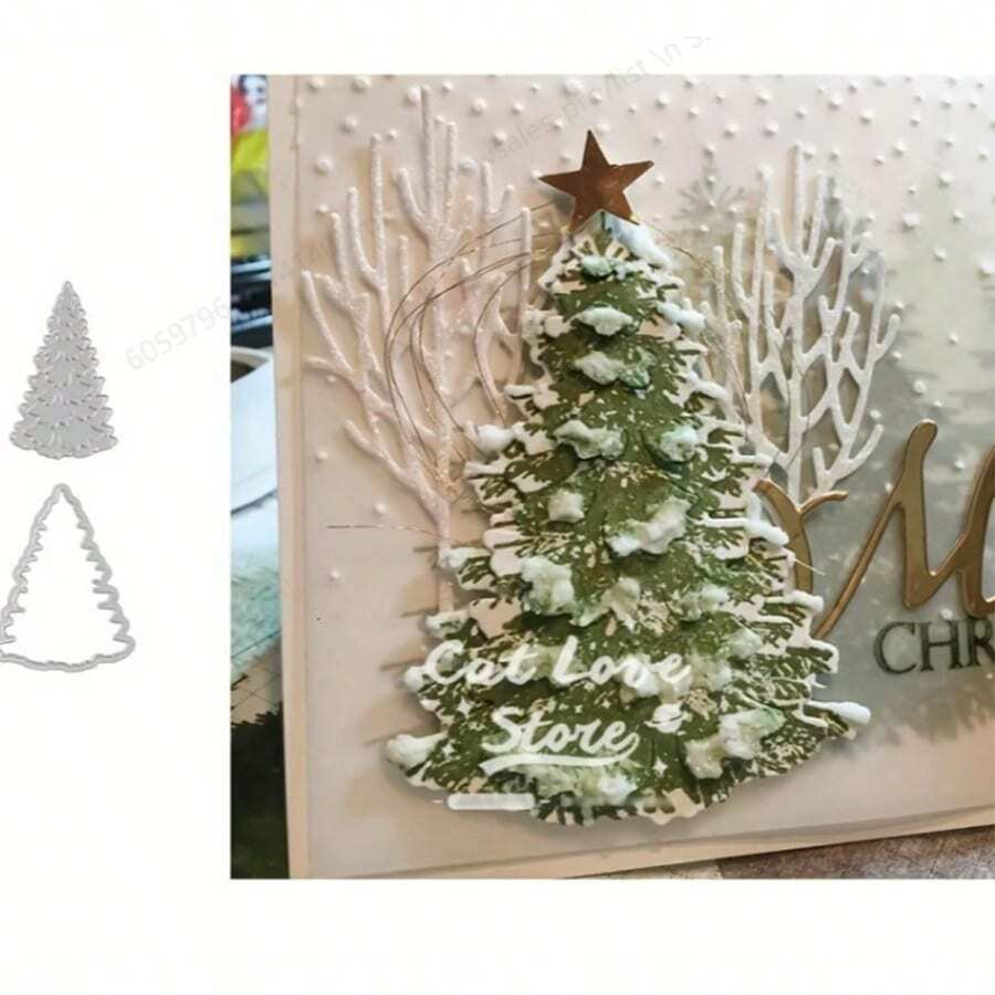 1 pieza Troquelado metálico en forma de árbol de Navidad - Molde de relieve preciso para manualidades de scrapbooking, tarjetas de papel, decoración navideña - Nuevo lanzamiento