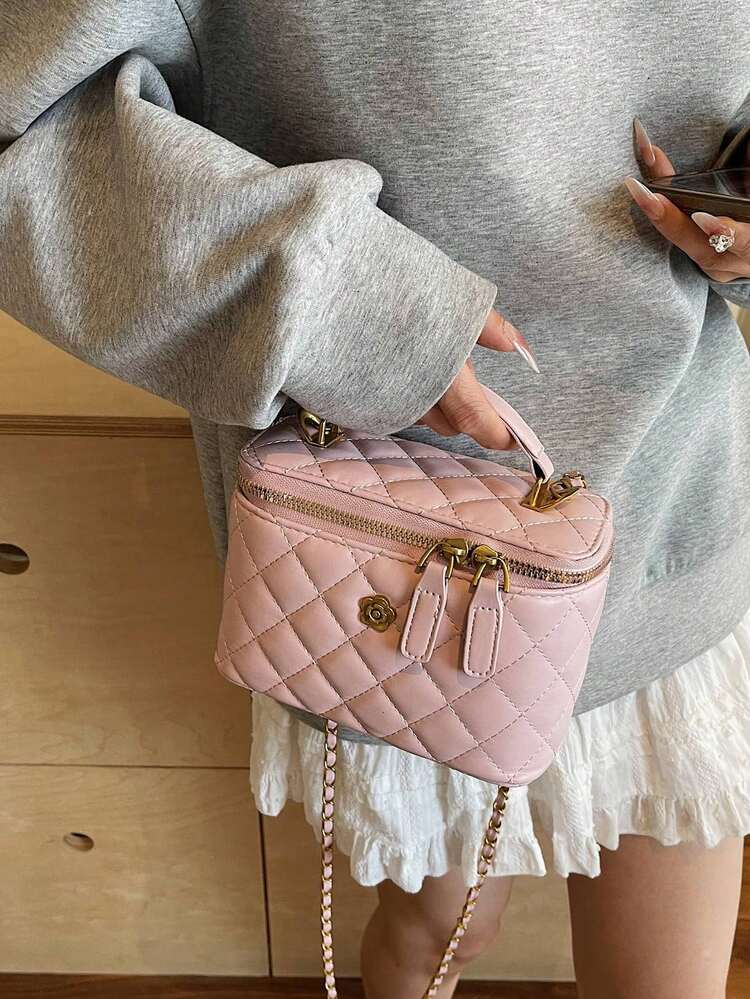 New Handheld Box Bag, Simple Chic Shoulder & Crossbody Bag , Pink - Pink - View 7