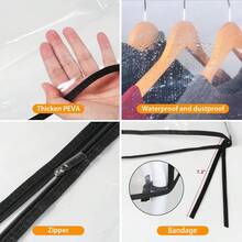 Syeeiex 6ft Transparent Clothes Rail Cover Strong Zipped 182cm Hanging Coat Large Protective Garment Cover For Clothes Rack - 6 pies (182 x 152 x 50 cm) - Ver 3