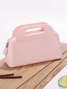 1个柔软硅胶女士手提包，可装化妆品、口红、化妆工具，防水洗漱包，小巧旅行随身携带包 - 彩色 - 查看 6