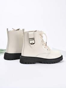 Fall/Winter Western Style Punk Side Zipper Lace-Up Holiday Teenage Girls Boots,Fur Boots - Beige - View 6