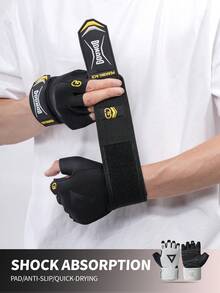 1 Pair GOUNOD Heavyweight Gym Gloves For Weight Lifting & Training - Adjustable Buckle Closure, Unisex Workout Gloves For Men & Women, Fitness Accessory, Gym Accessories. - Multicolor - View 2