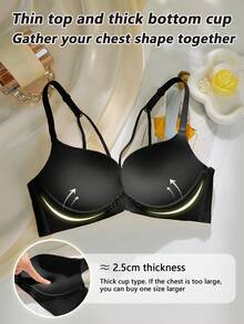 Black Front Closure Wireless Seamless Bra For Small Bust Women - Black - View 6