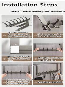 New No-Drill Door Hook, Over-The-Door Hanging Rack, Extended Length Door Mounted Clothes Hanger, Essential For Hanging Clothes. Ideal For Bedroom Storage. - Multicolor - View 10