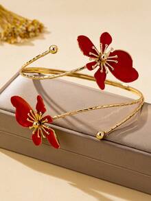 Manset Lengan Bermotif Bunga Minimalis yang Dapat Diatur - Gelang lengan bunga merah - View 5
