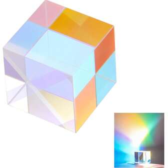 One-Piece Set Of 20mm Crystal Photographic Prism Cube, Colored High-Definition Optical Glass Cube, RGB Dispersion Prism, Photographic Prop, Suitable For Home Decoration, Physics Teaching, And Spectral Education.