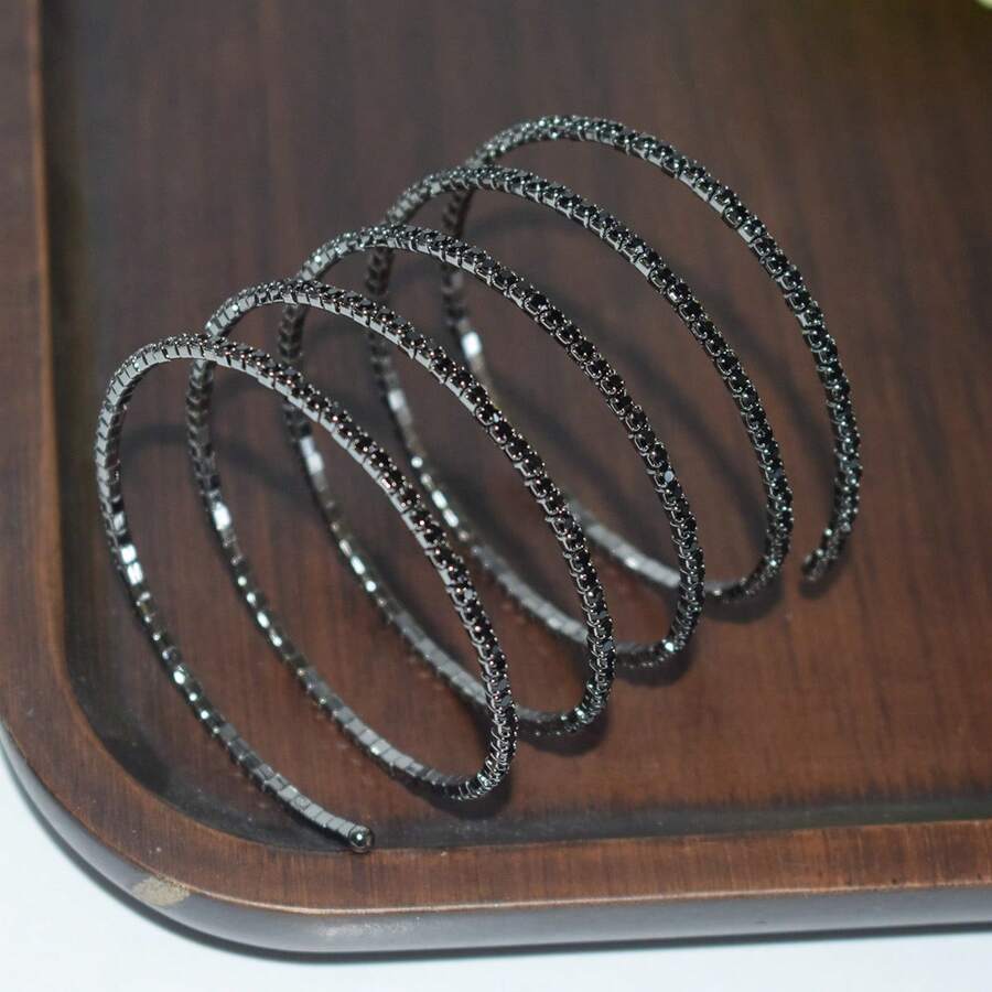 1pc Silver Bohemian Style Simple Crystal Arm Cuff Bracelet, Fashion Rhinestone Arm Chain Bracelet Body Jewelry For Women Wedding